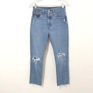 Levi's 501 Jeans Distressed Med Wash Classic Button Fly Women's Size 25x30